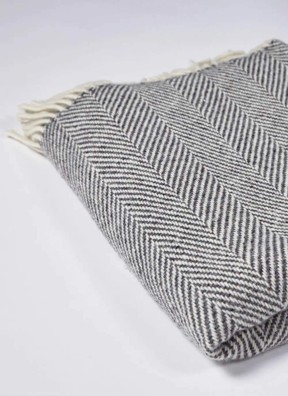 Grey & Natural Herringbone Throw