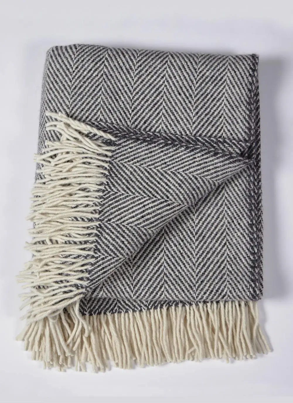 Grey & Natural Herringbone Throw