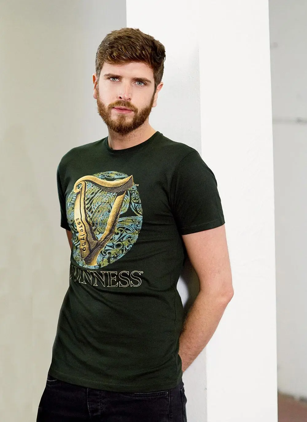 Guinness Harp & Celtic Circle Bottle Green T-Shirt