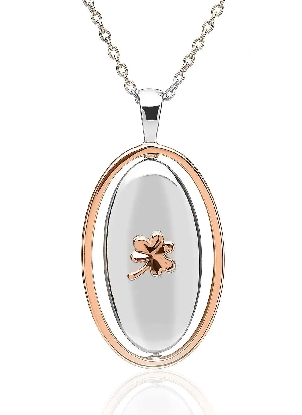 Shamrock Oval Pendant with Rose Gold 