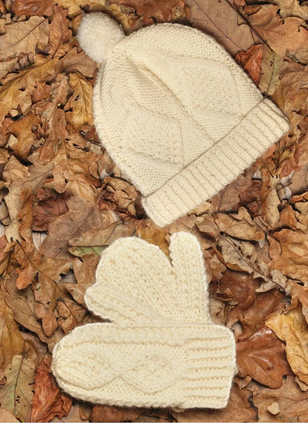 Kids Aran Ski Cap and Mittens Set