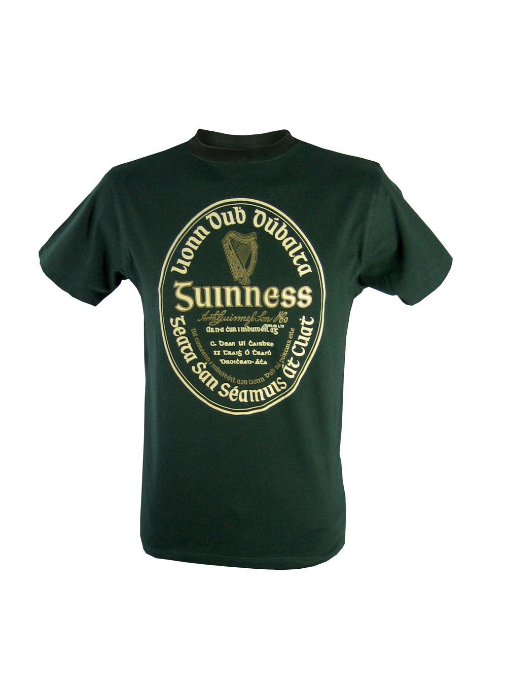 Guinness Brewed In Dublin Bottle Label T-Shirt Bottle Green