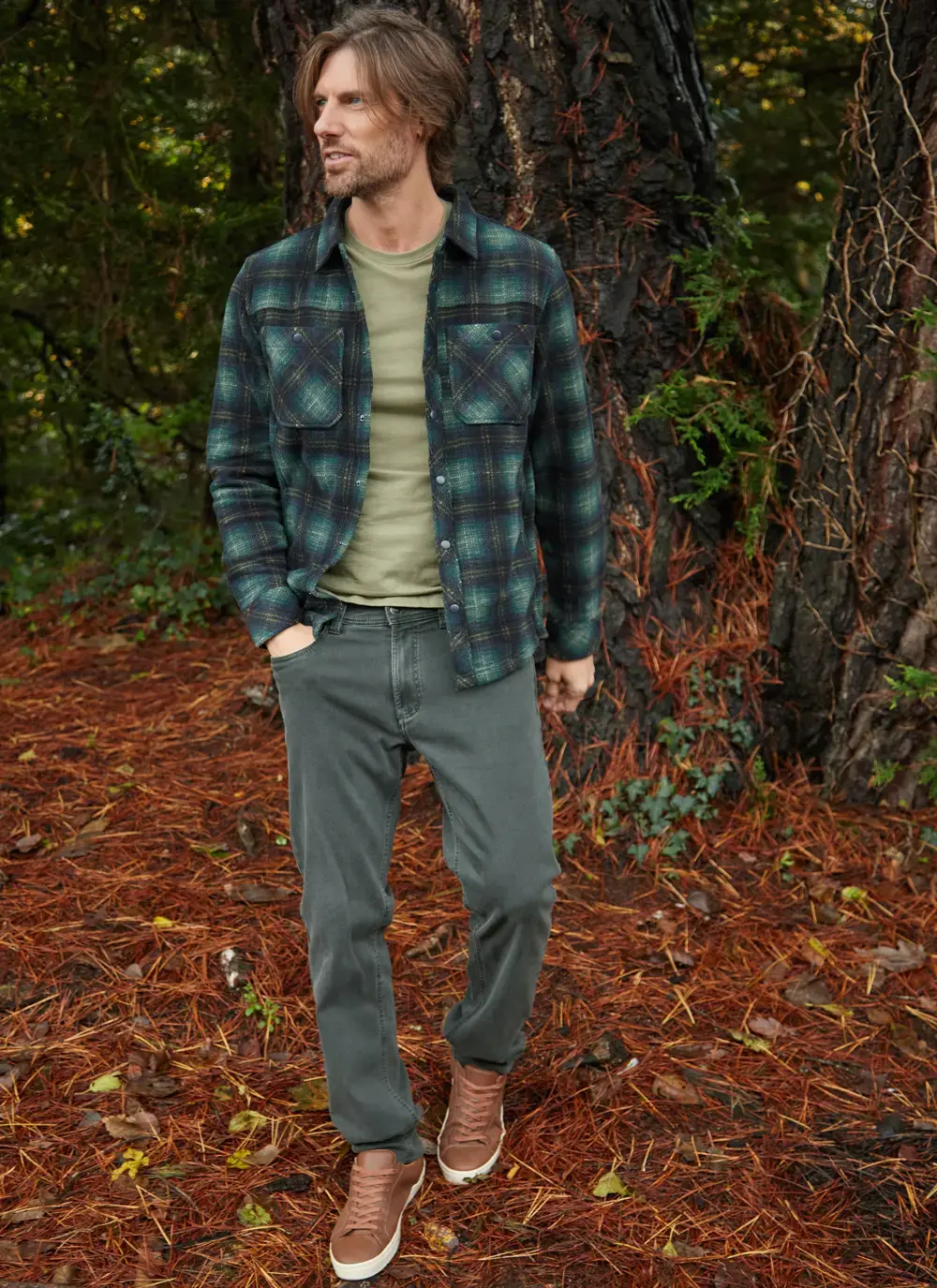 Broxburn Fleece Overshirt in Green Check