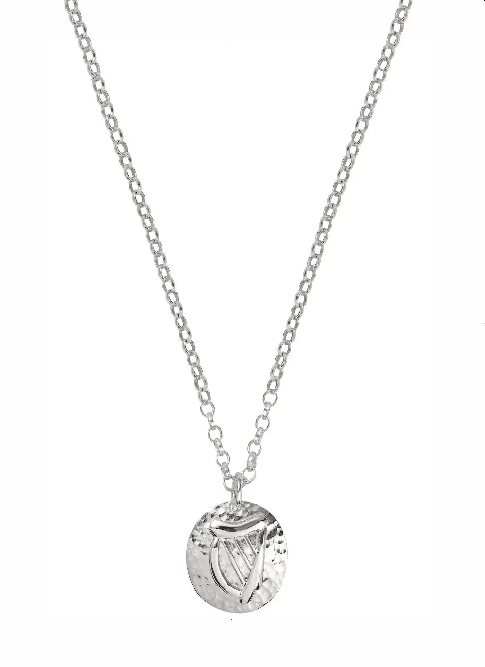 Sterling Silver Round Harp Pendant