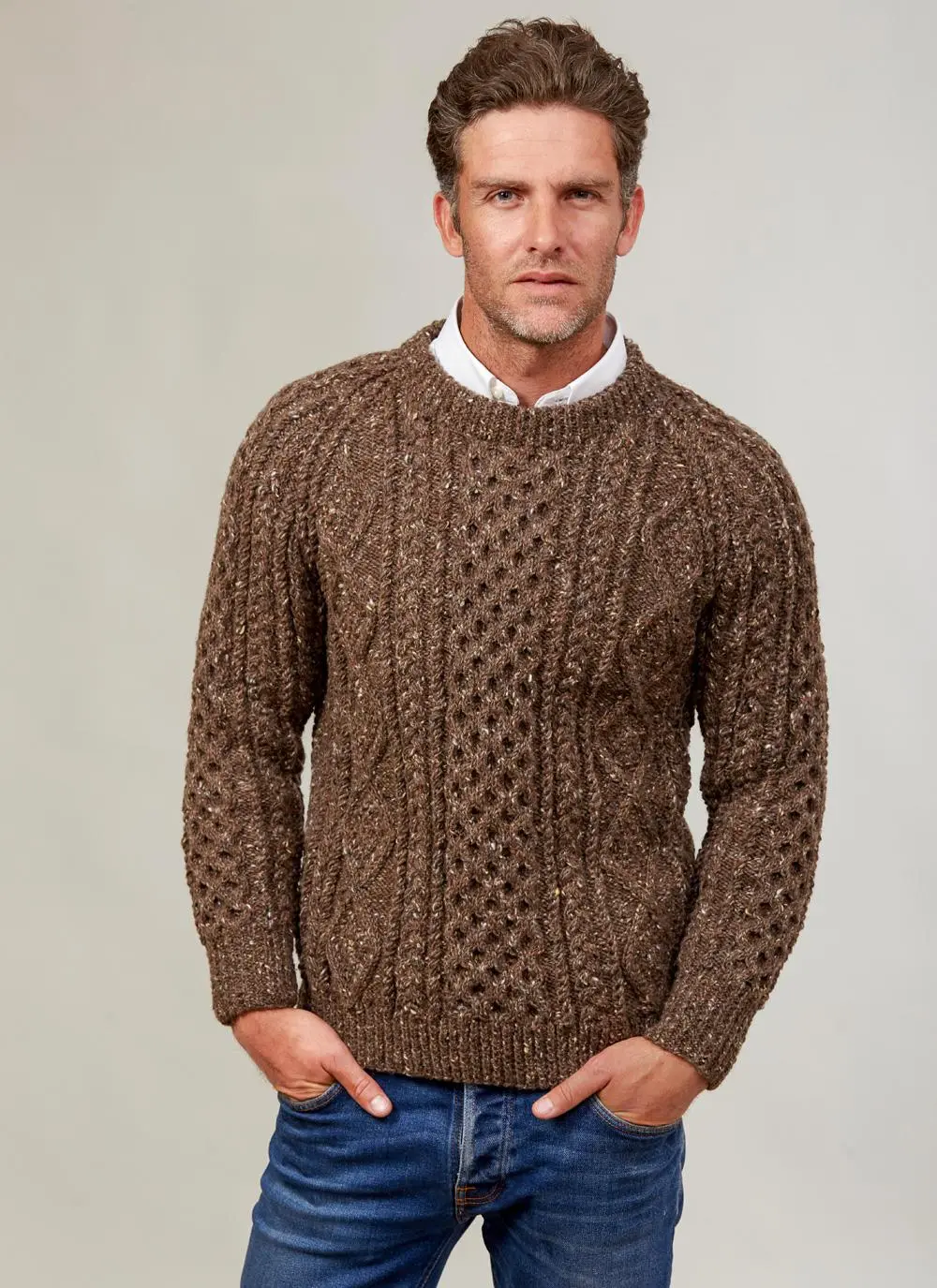Men's Hand Knit Colour Crew Sweater | Blarney