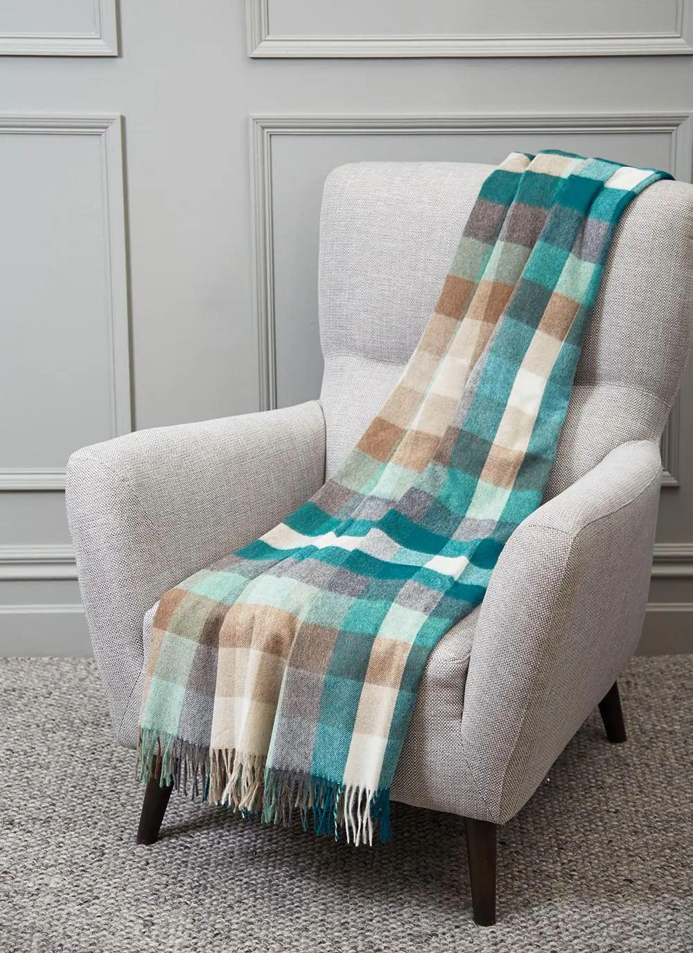 Harlequin Eucalyptus Lambswool Throw