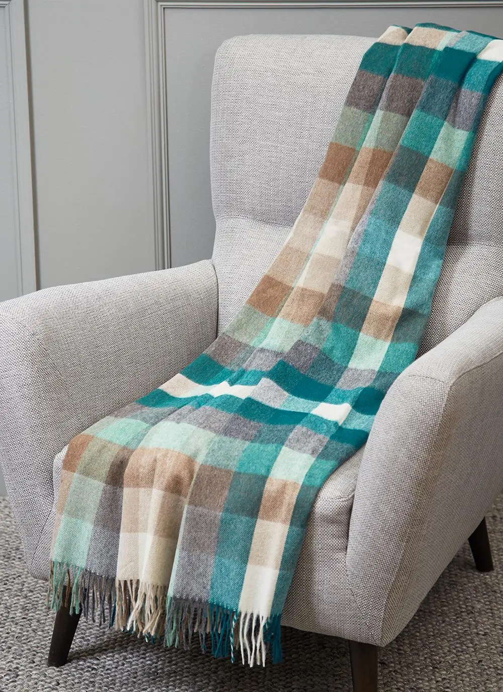 Harlequin Eucalyptus Lambswool Throw
