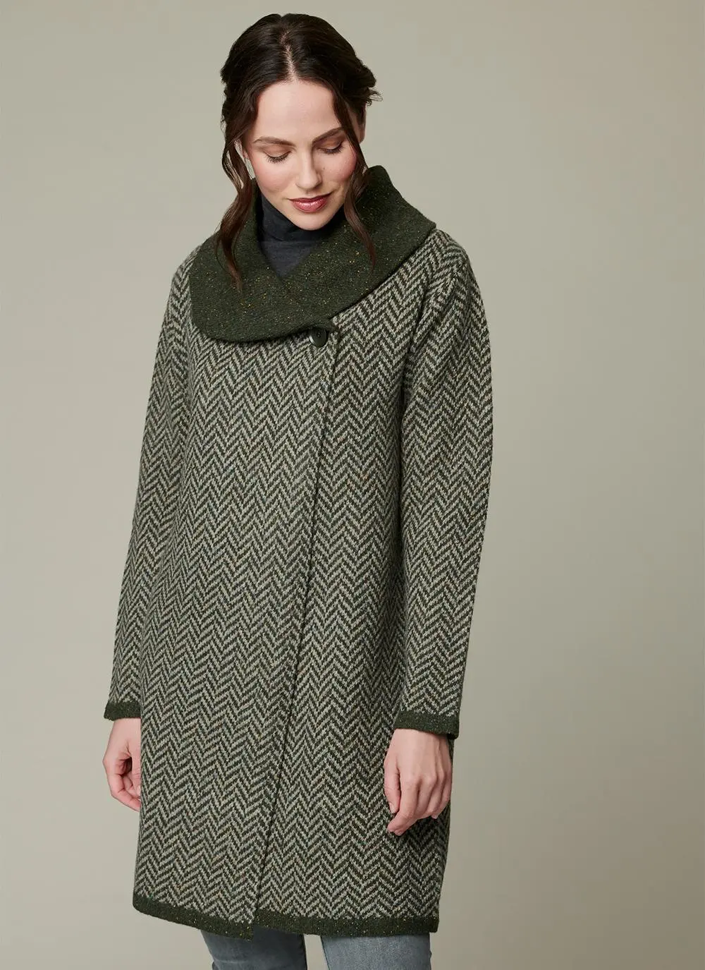 Herringbone Wool Coatigan