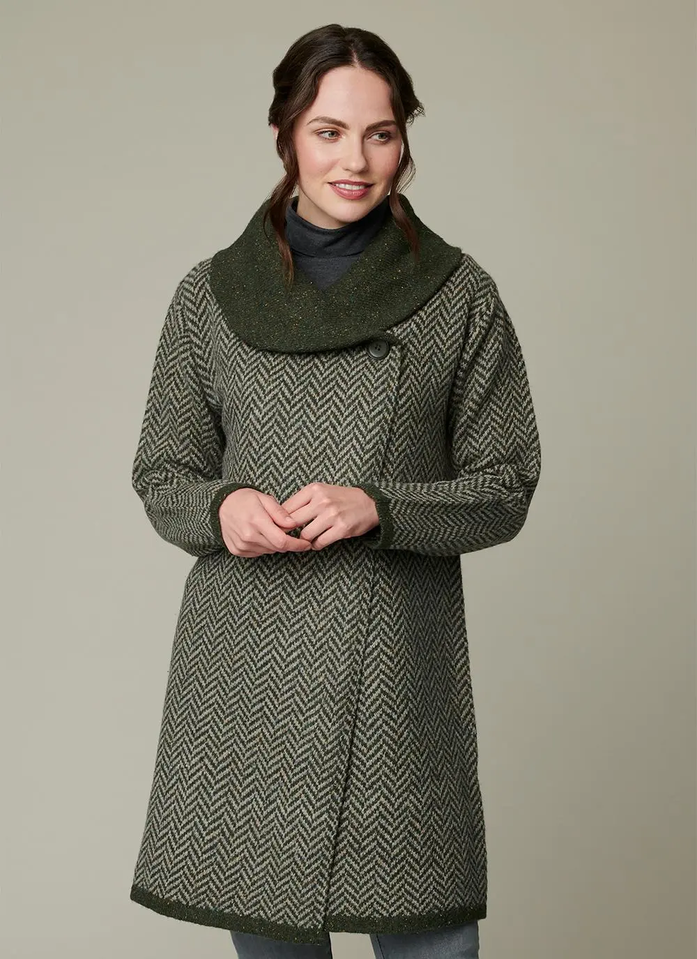 Herringbone Wool Coatigan