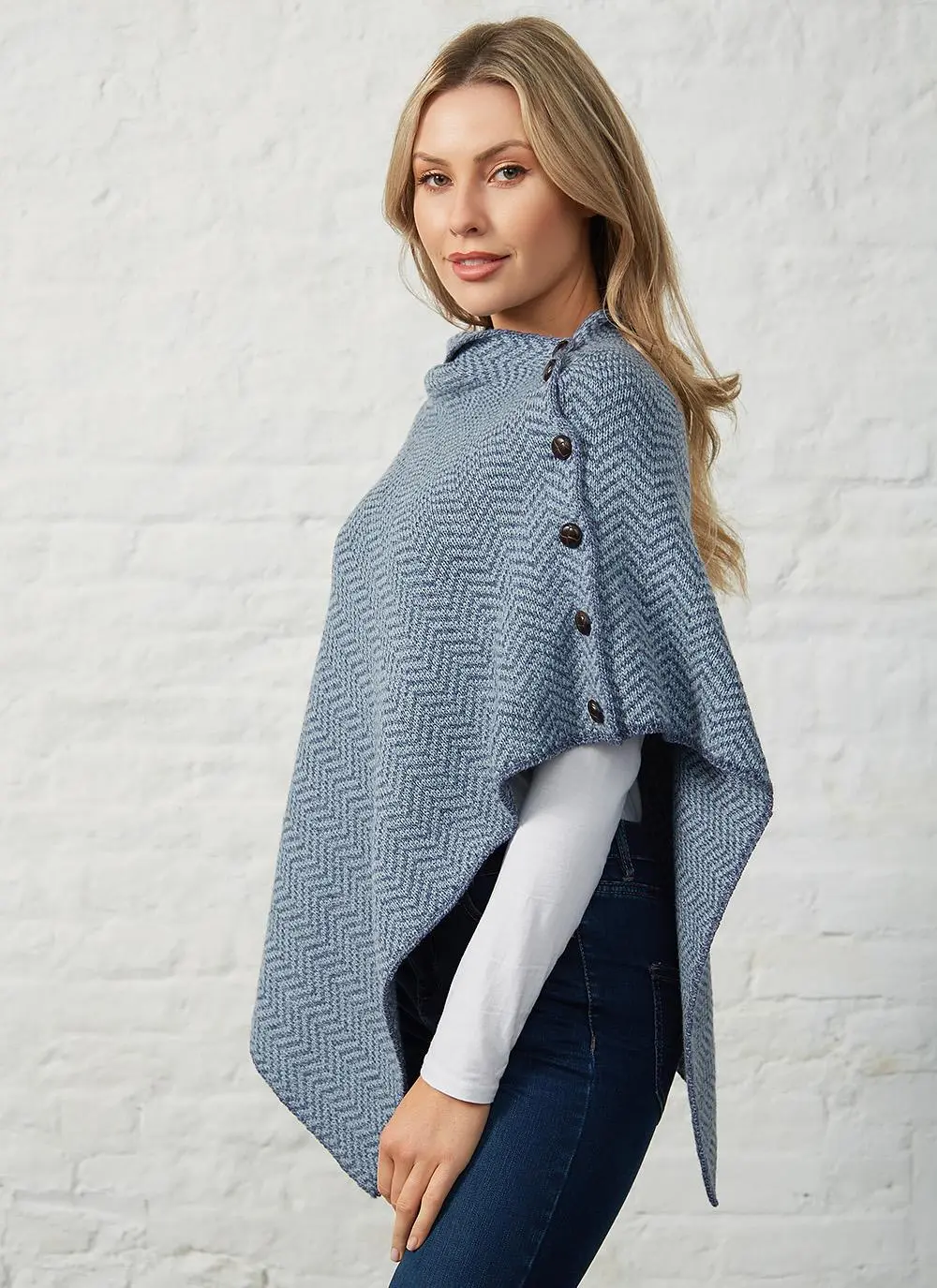 Herringbone Wool Poncho
