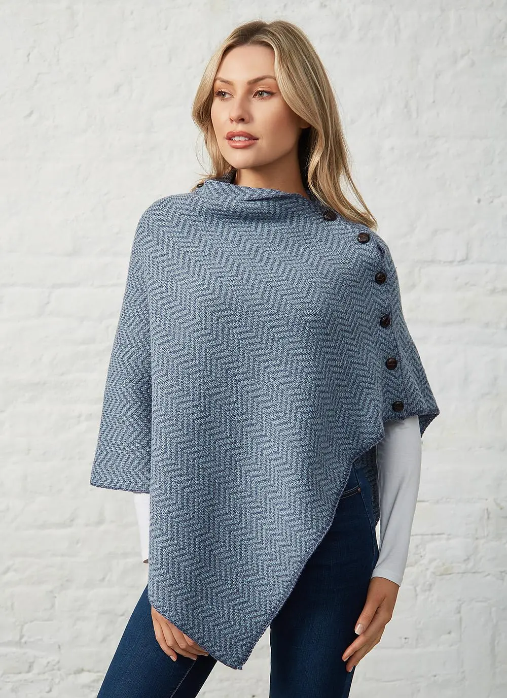 Herringbone Wool Poncho