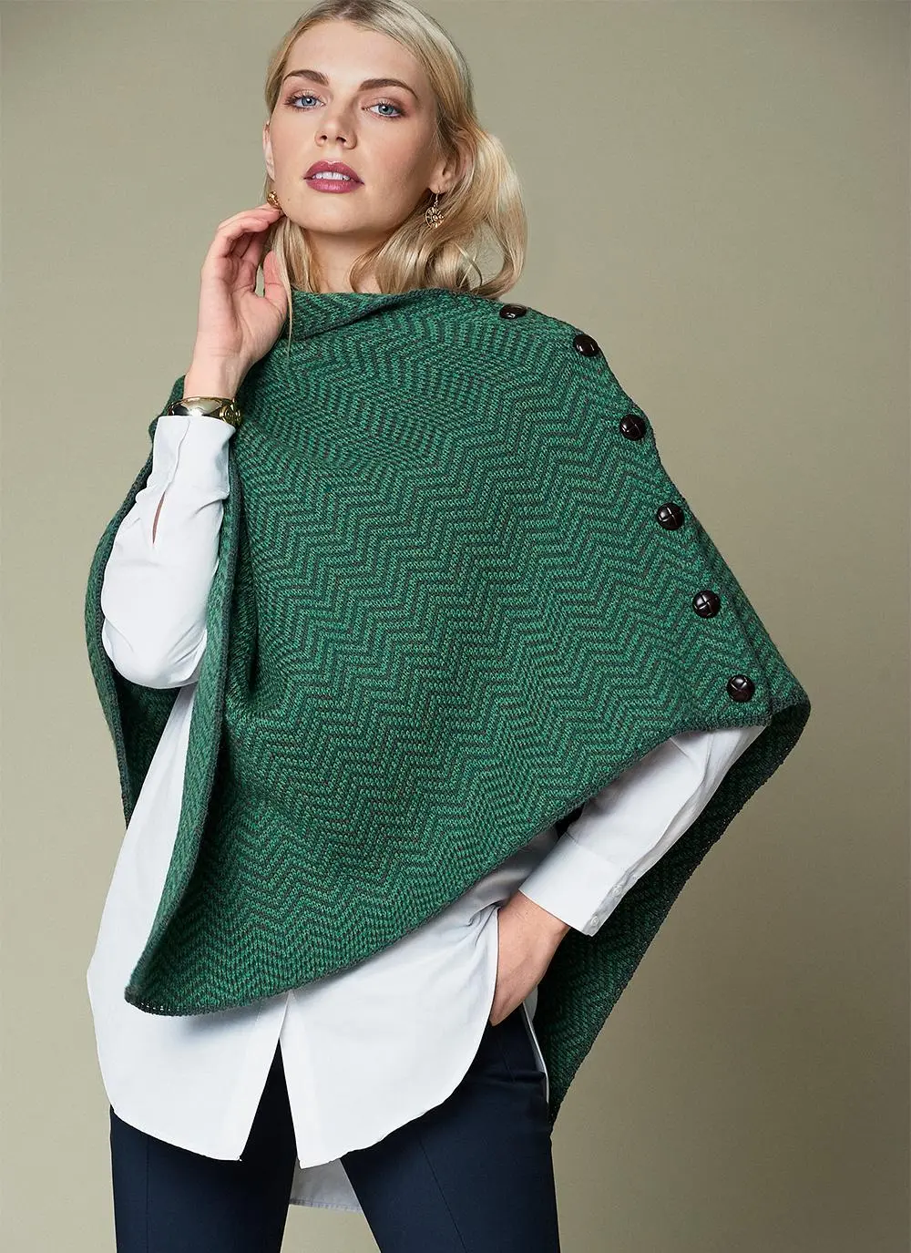 Herringbone Wool Poncho