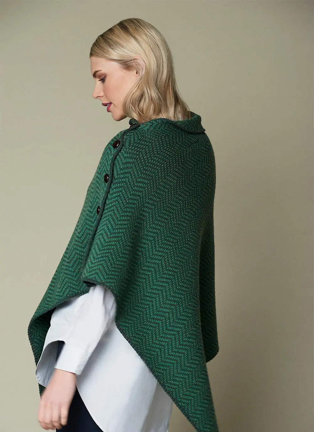 Herringbone Wool Poncho