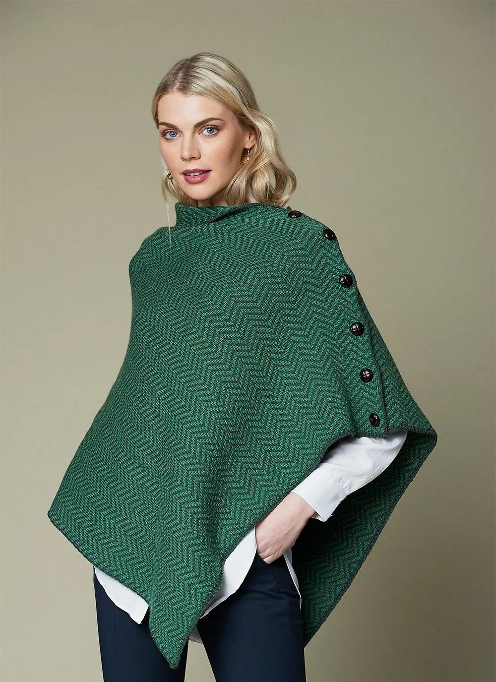 Herringbone Wool Poncho