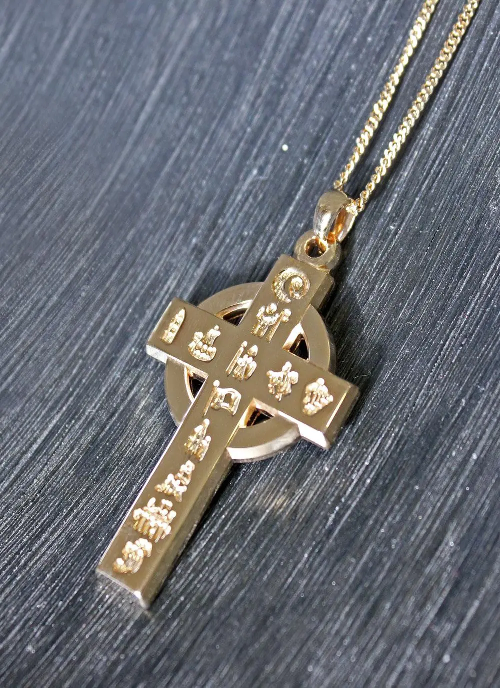 14ct Gold History Of Ireland Large Cross Pendant