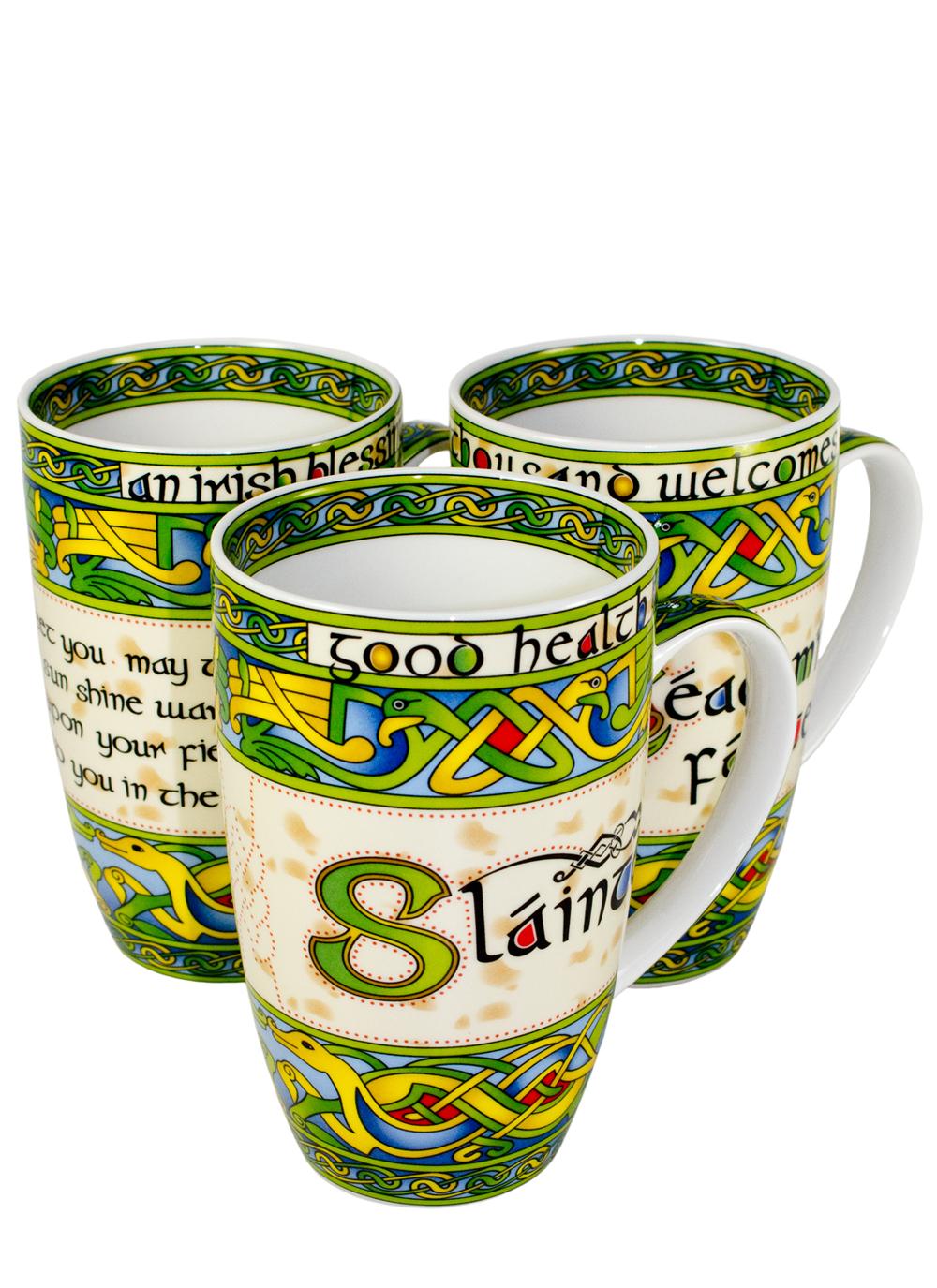 Irish Celtic Design Mugs Set of 3