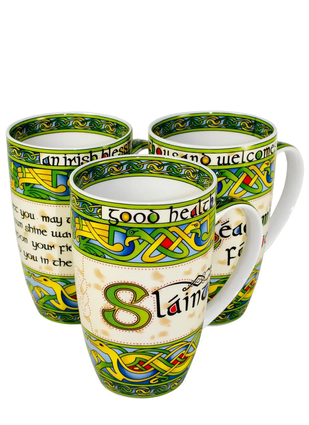 Irish Slainte Mug Set Irish Weave, Free US Shipping