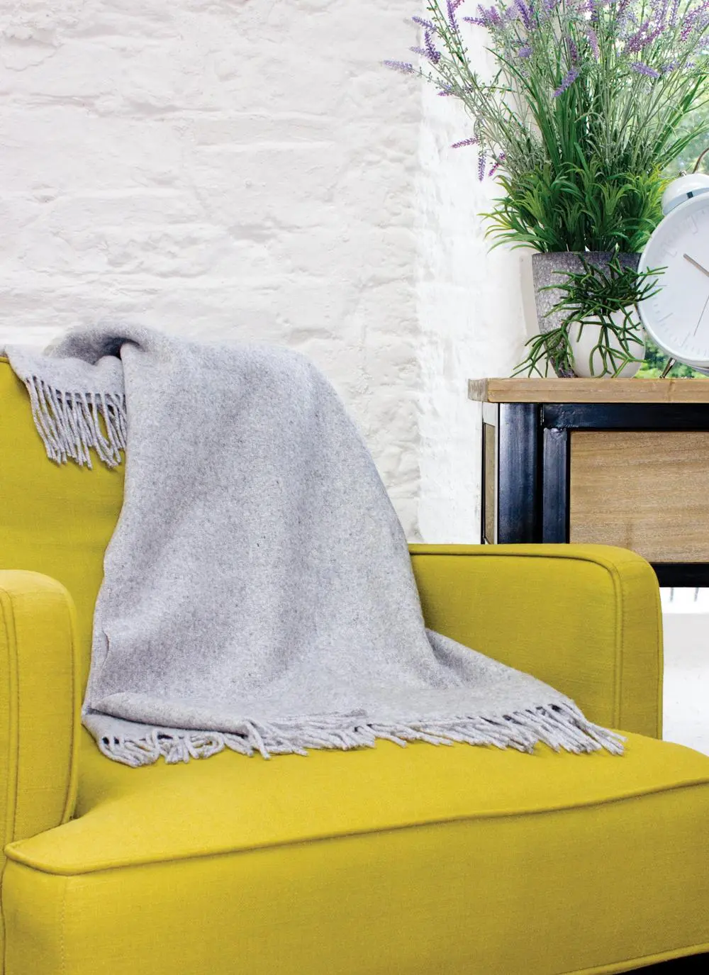 Wool Cashmere Throw Silver Gray