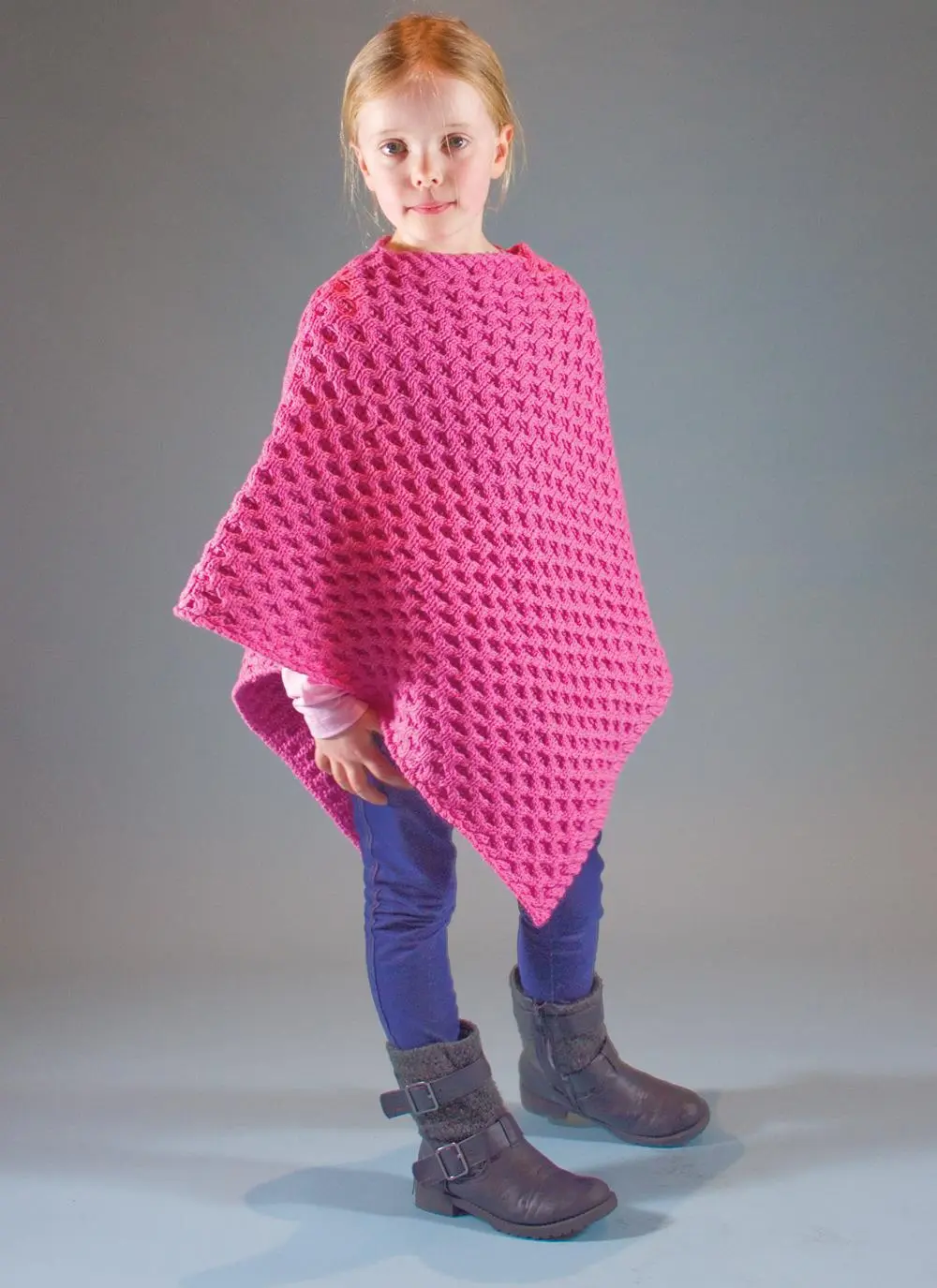 Girls Aran Poncho