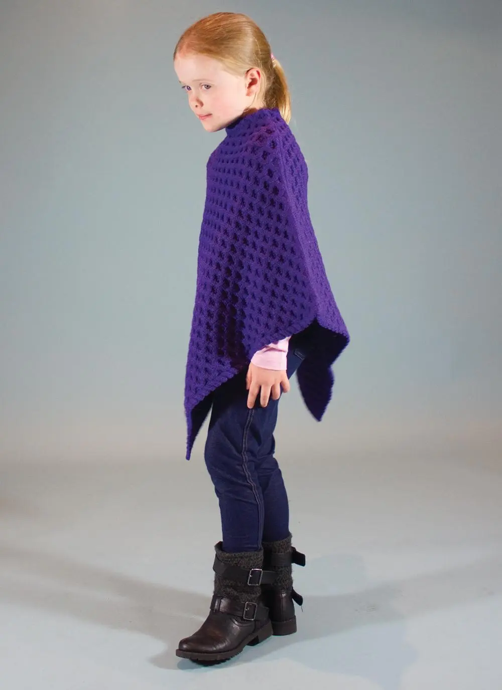 Girls Aran Poncho