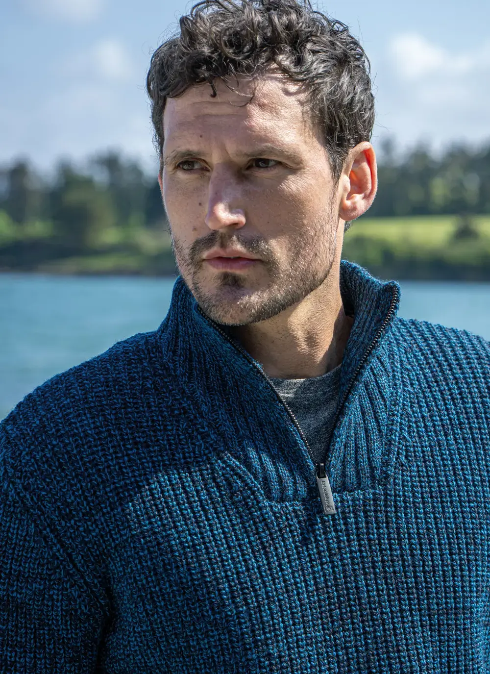 Ribbed Zip Neck Troyer Sweater
