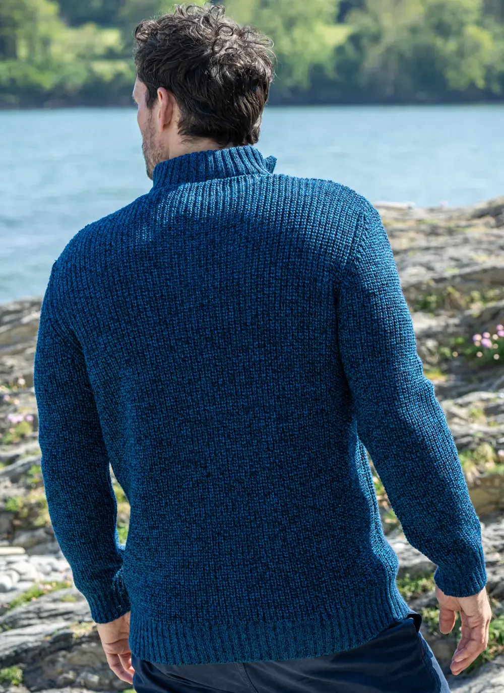 Ribbed Zip Neck Troyer Sweater