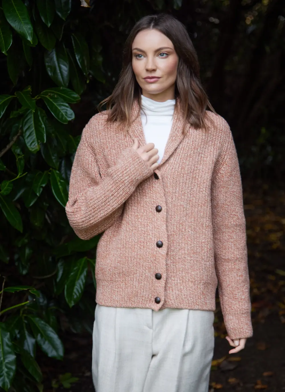 Brona Shawl Collar Ribbed Cardigan