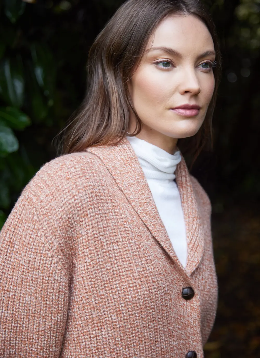Brona Shawl Collar Ribbed Cardigan
