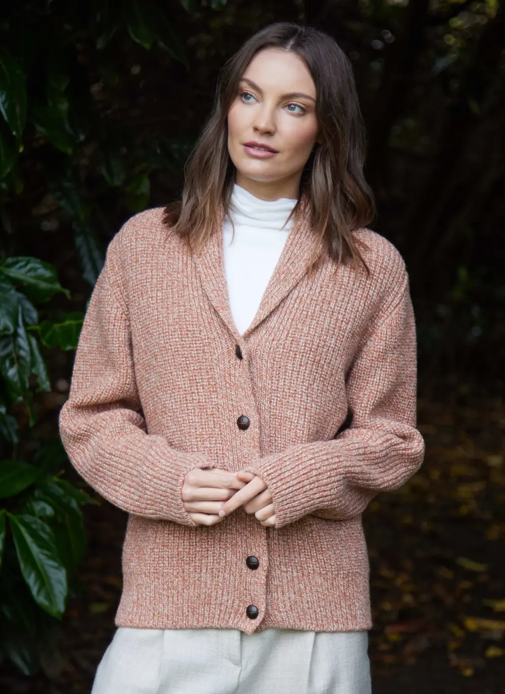 Brona Shawl Collar Ribbed Cardigan