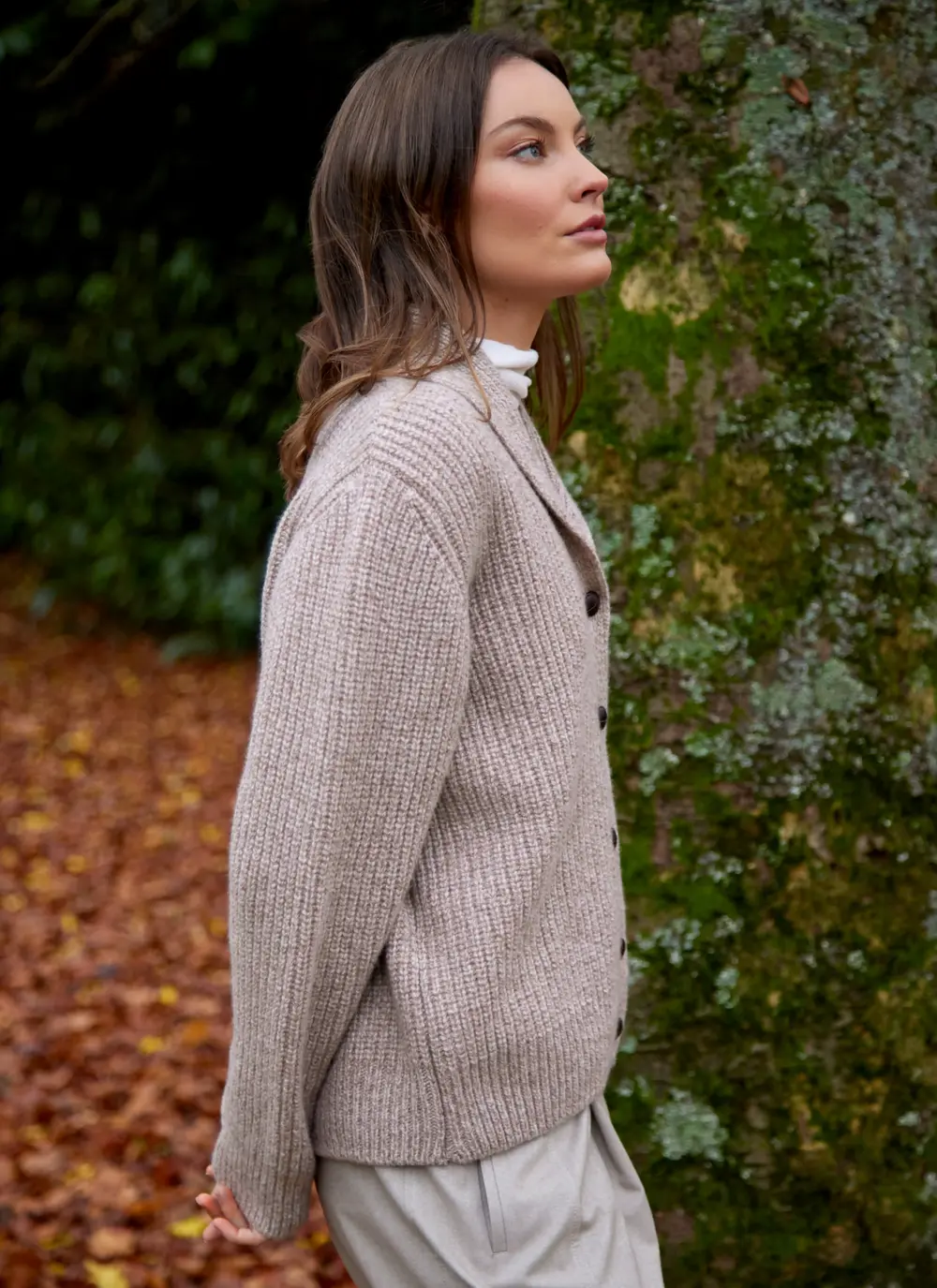 Brona Shawl Collar Ribbed Cardigan