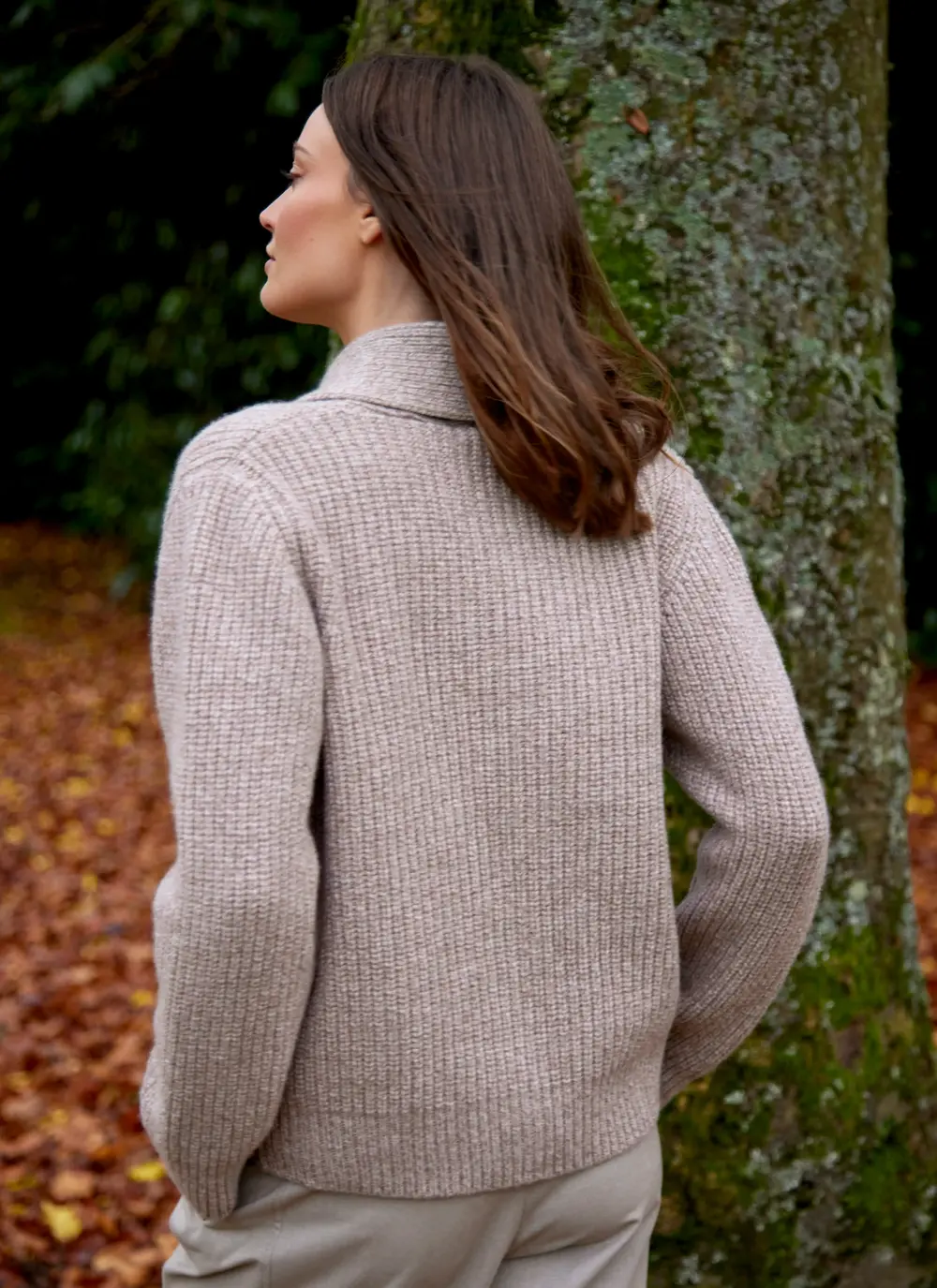 Brona Shawl Collar Ribbed Cardigan