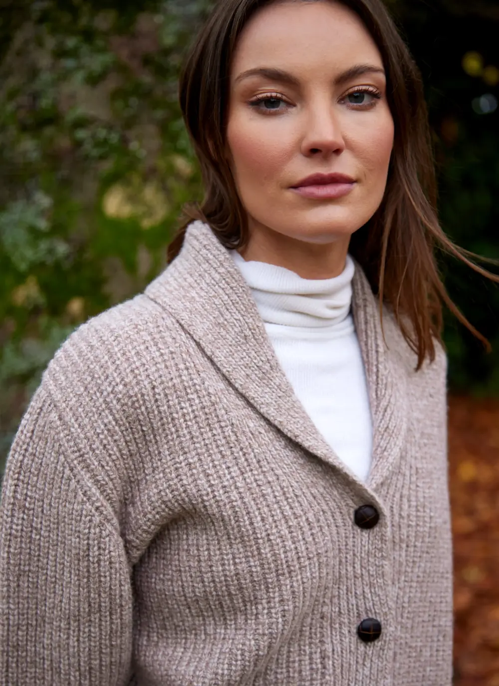 Brona Shawl Collar Ribbed Cardigan