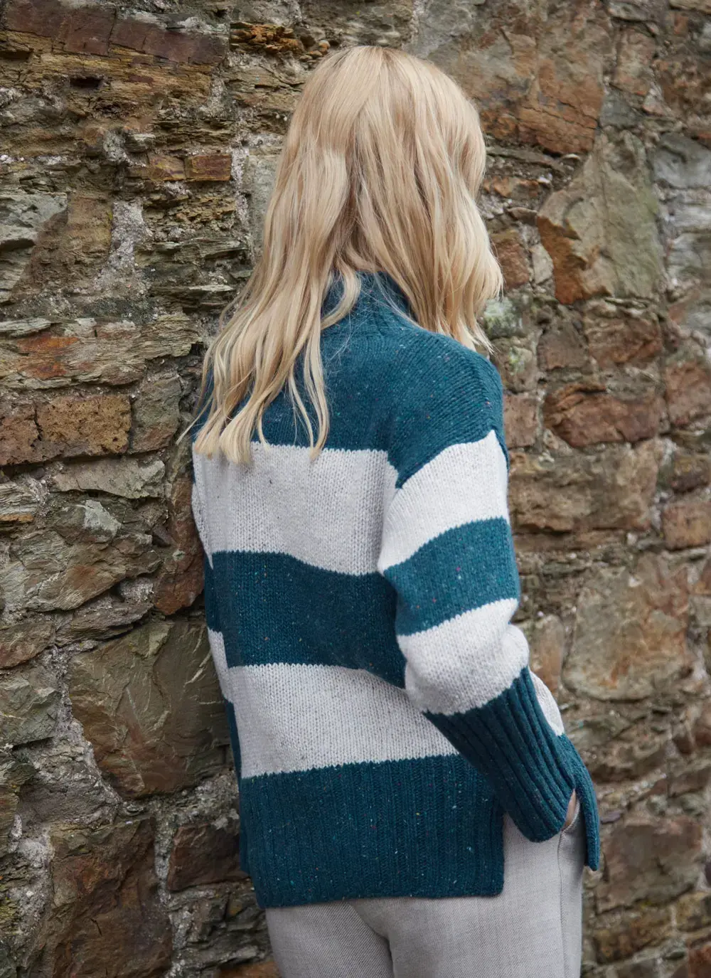 Anna Cashmere Stripe Funnel Neck 