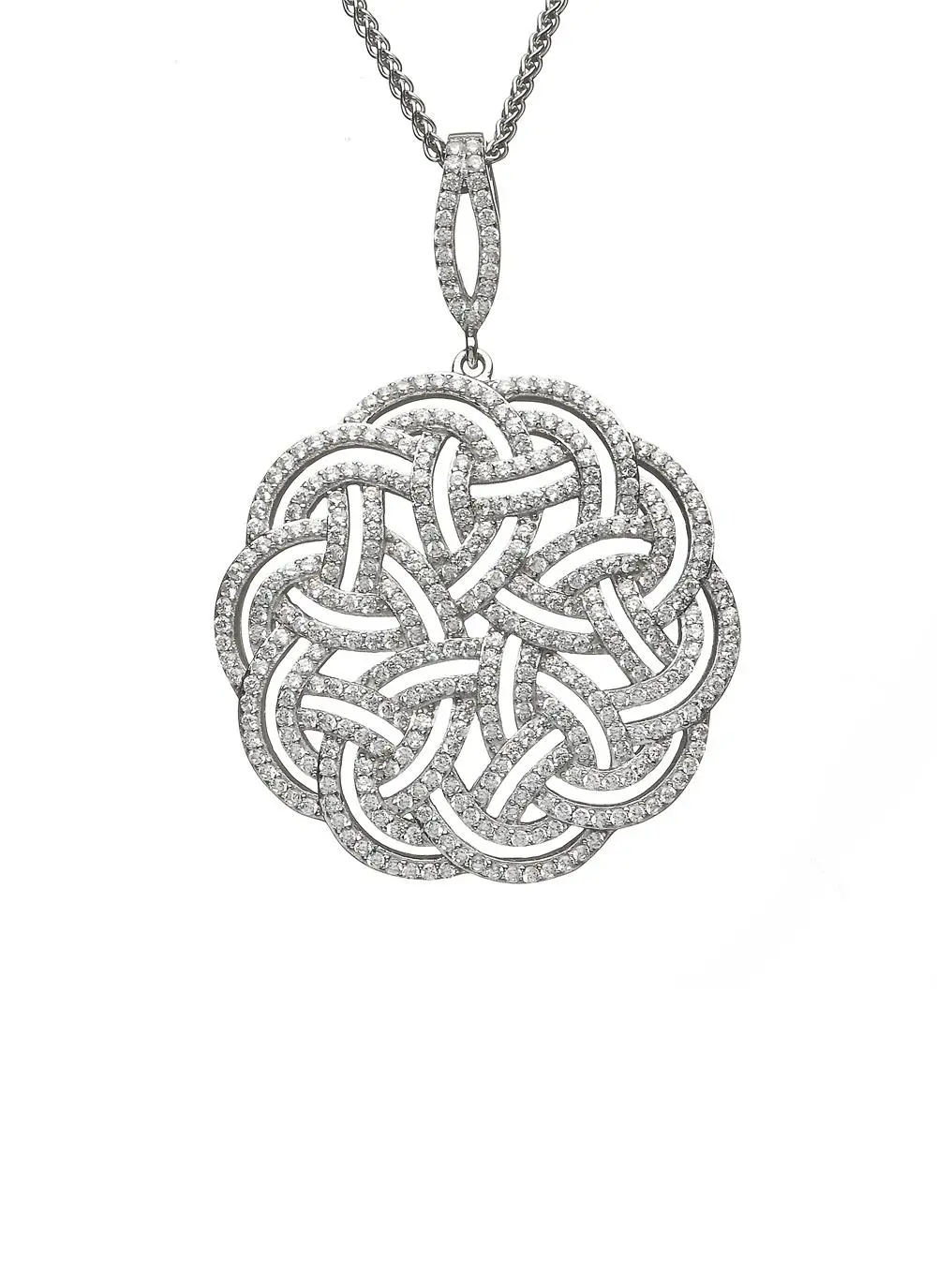 Interlaced Celtic Knot Cubic Zirconia Pendant