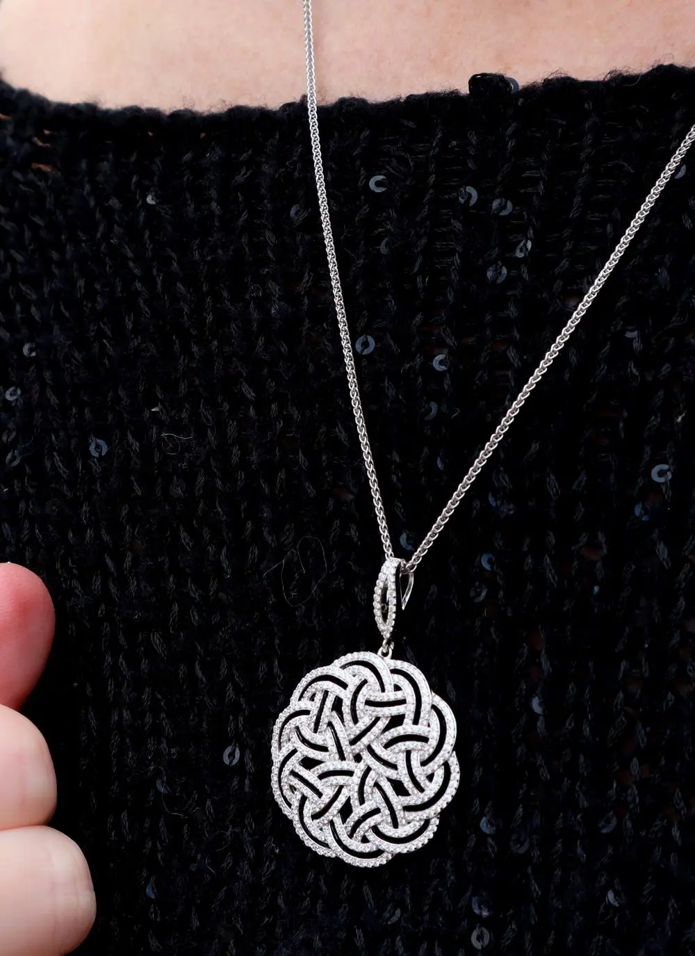 Interlaced Celtic Knot Cubic Zirconia Pendant