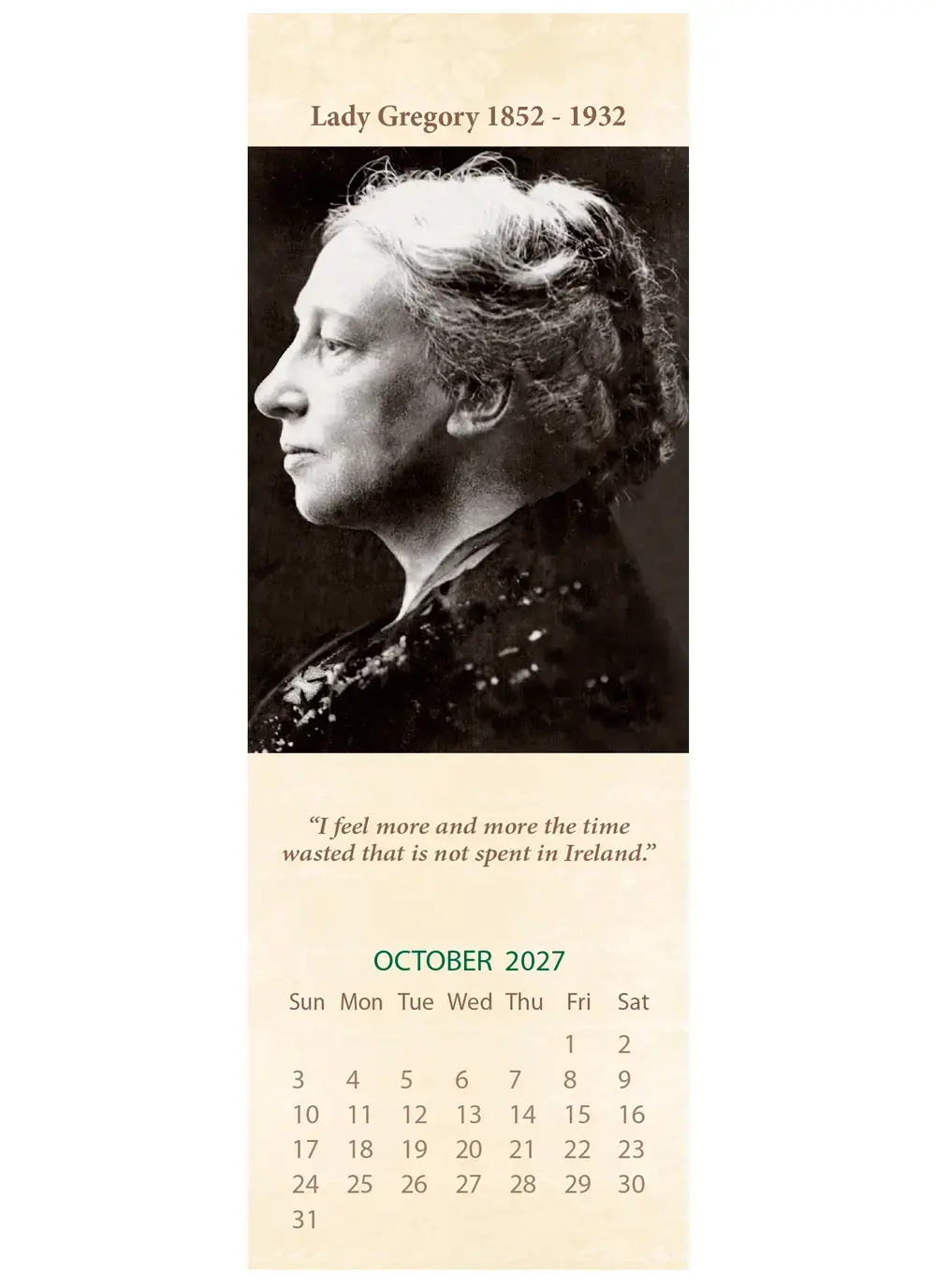 Irish Writers 2027 Calendar