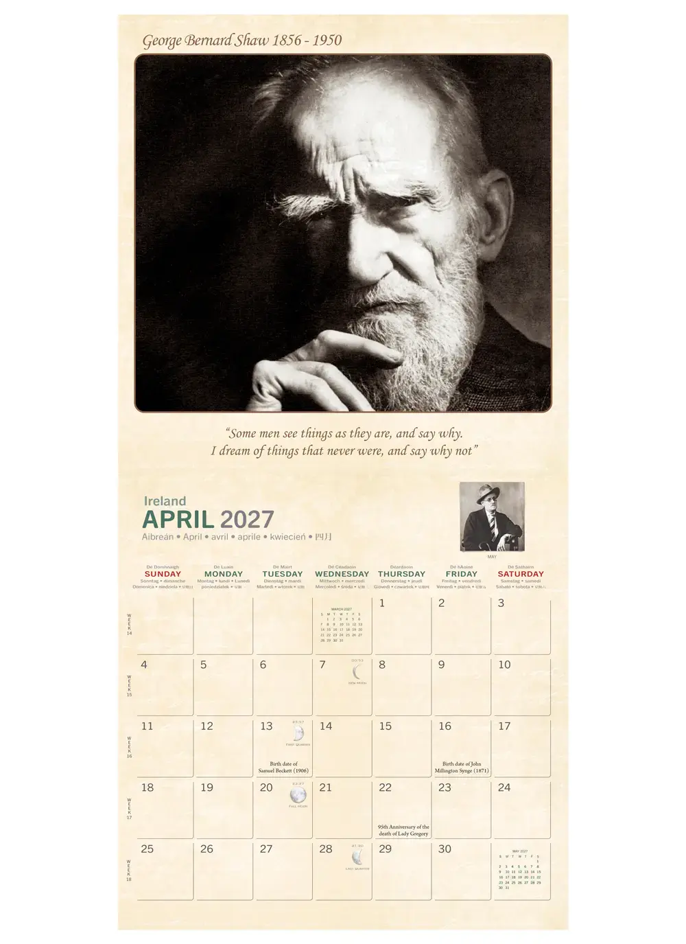 Irish Writers 2027 Calendar
