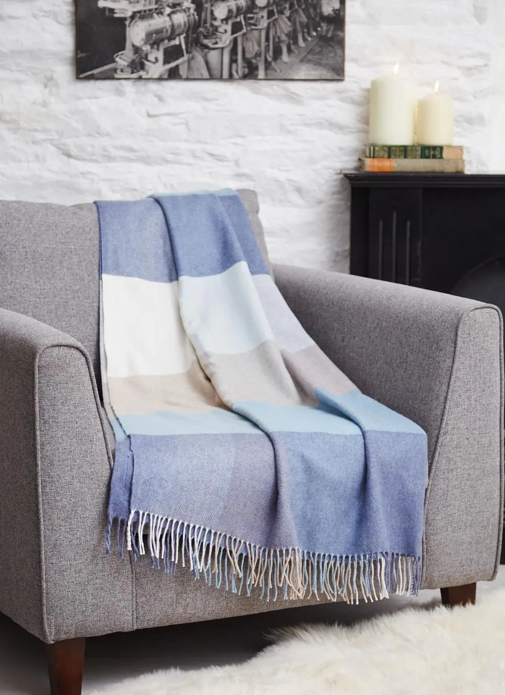 Irish Sky Cashmere Throw