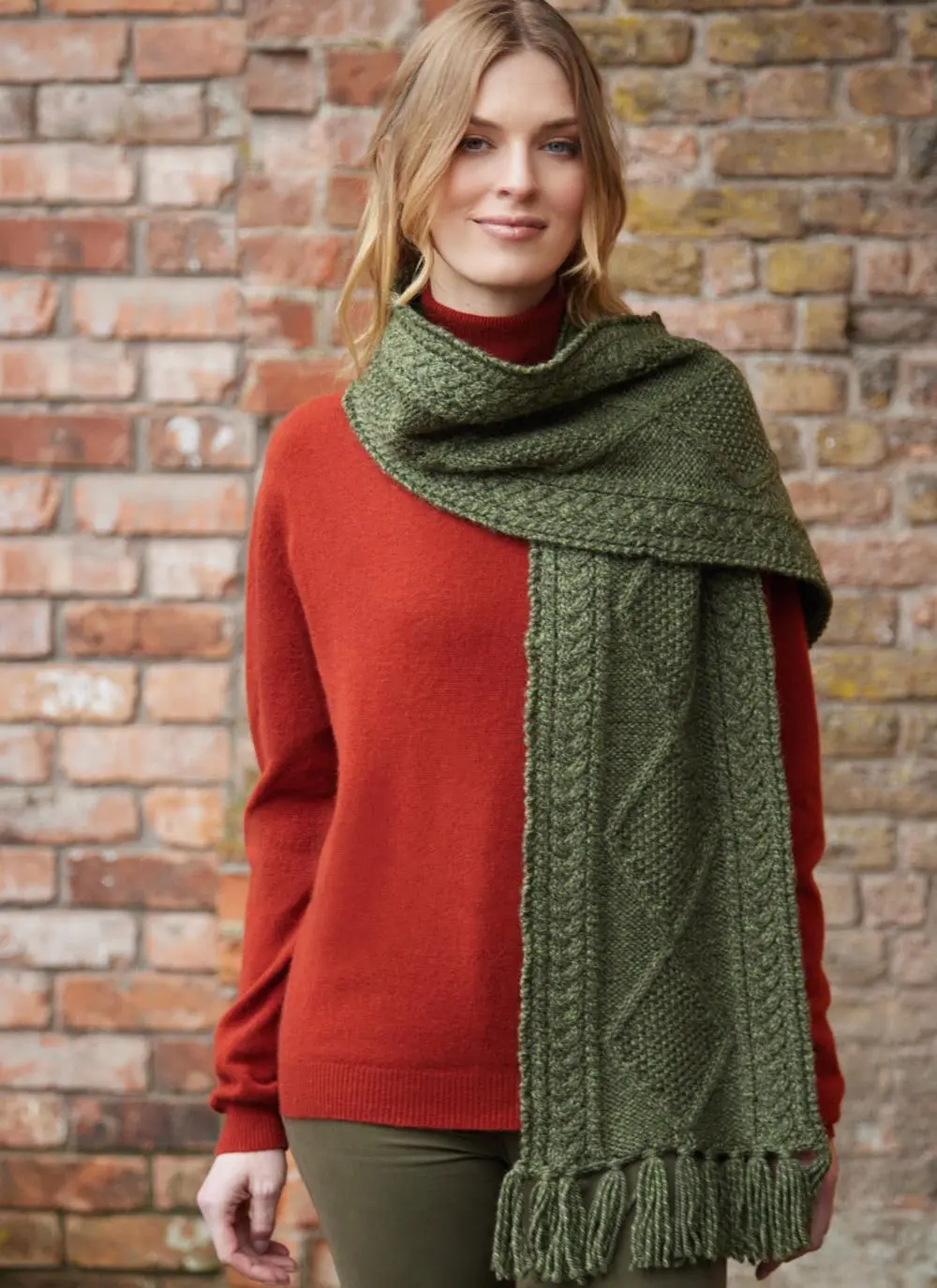 Hand-Knit Aran Scarf