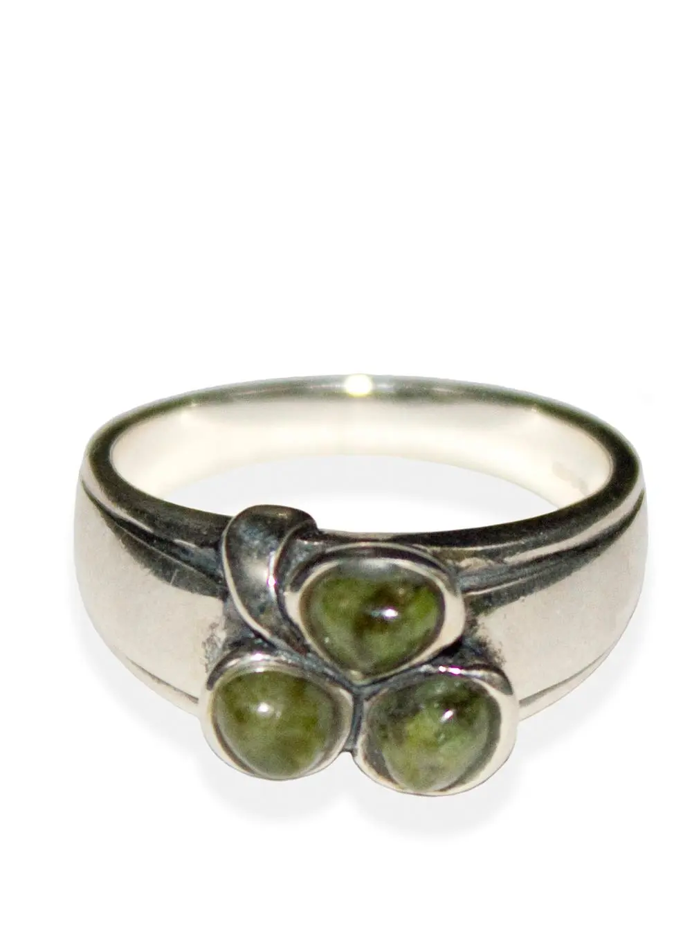 Connemara Marble Shamrock Band Ring Size 6