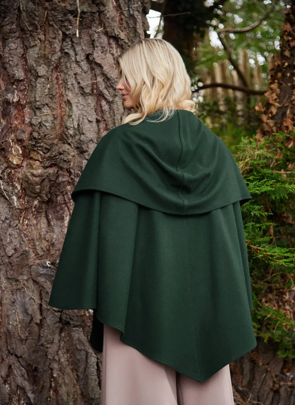 Wool Cashmere Hooded Cape