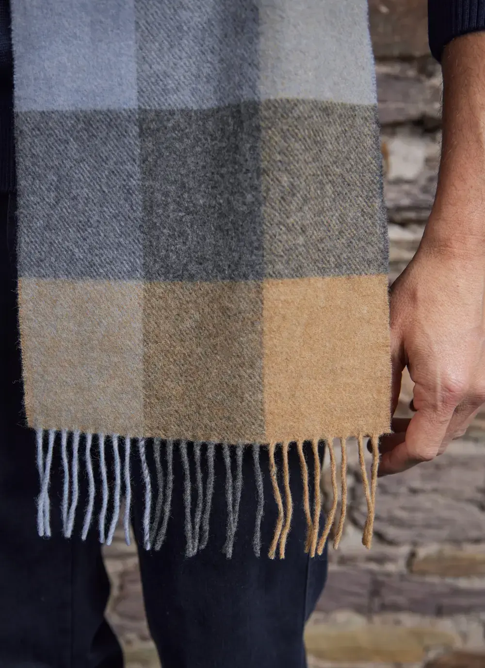 Long Lambswool Fringed Scarf