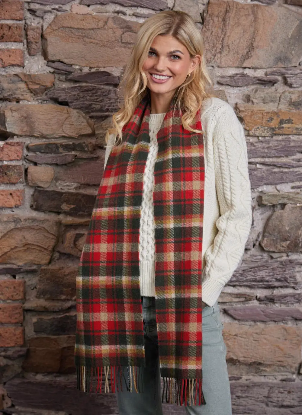 Long Lambswool Fringed Scarf