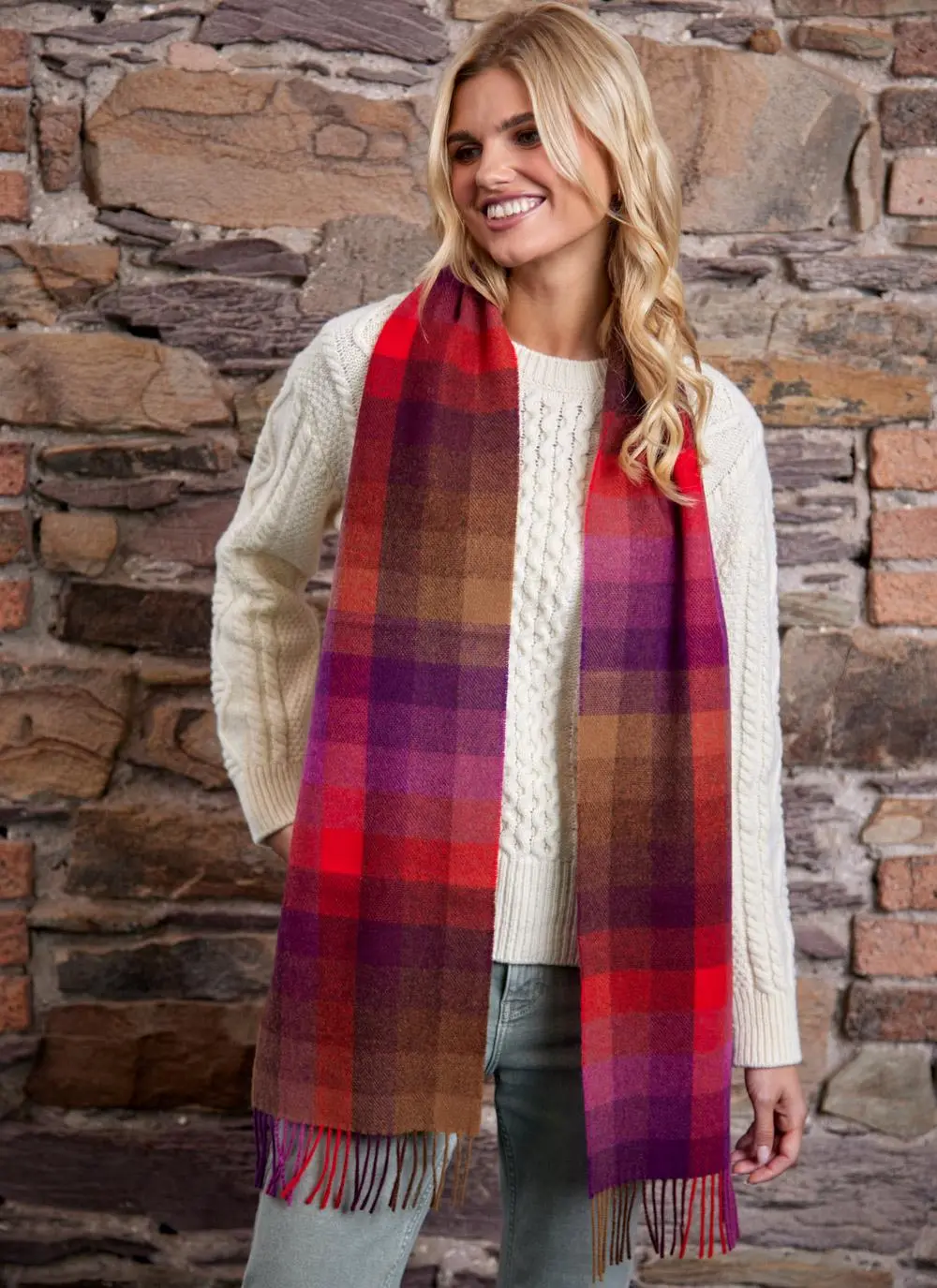 Long Lambswool Fringed Scarf