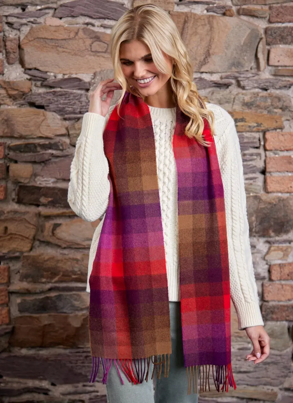 Long Lambswool Fringed Scarf
