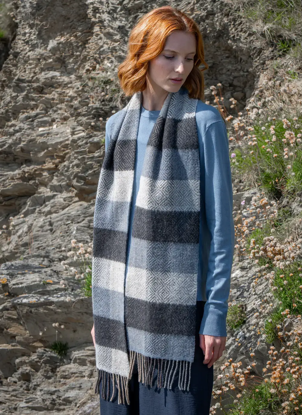 Cashmere Wool Fringed Scarf