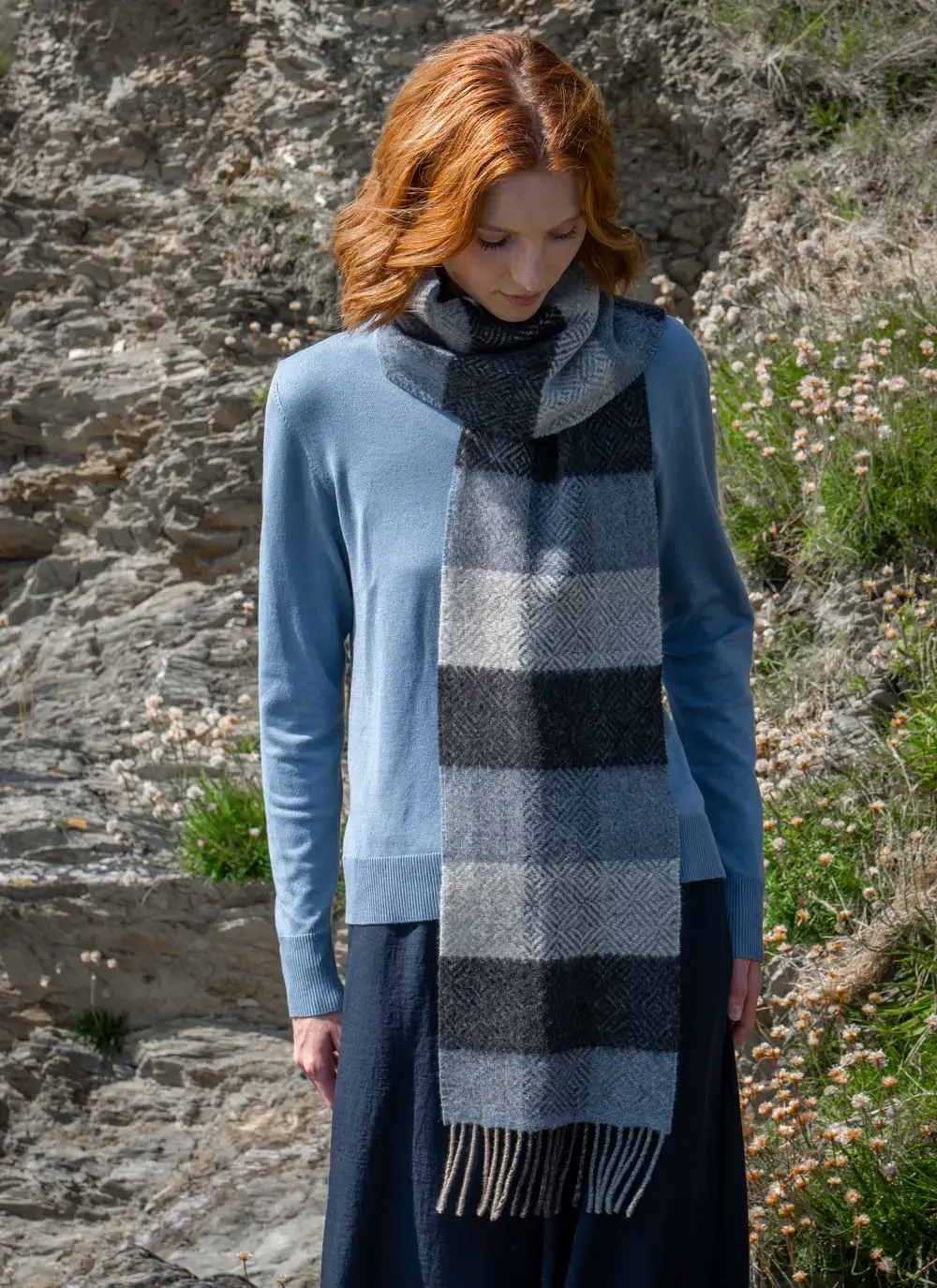 Cashmere Wool Fringed Scarf