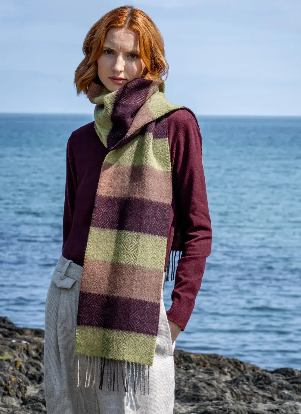Cashmere Wool Fringed Scarf