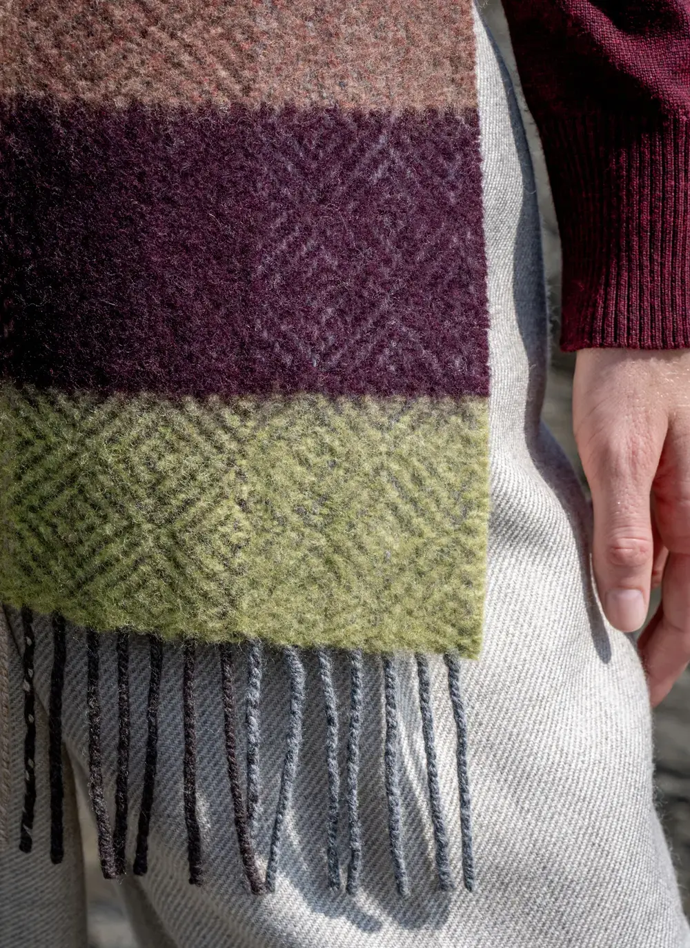 Cashmere Wool Fringed Scarf