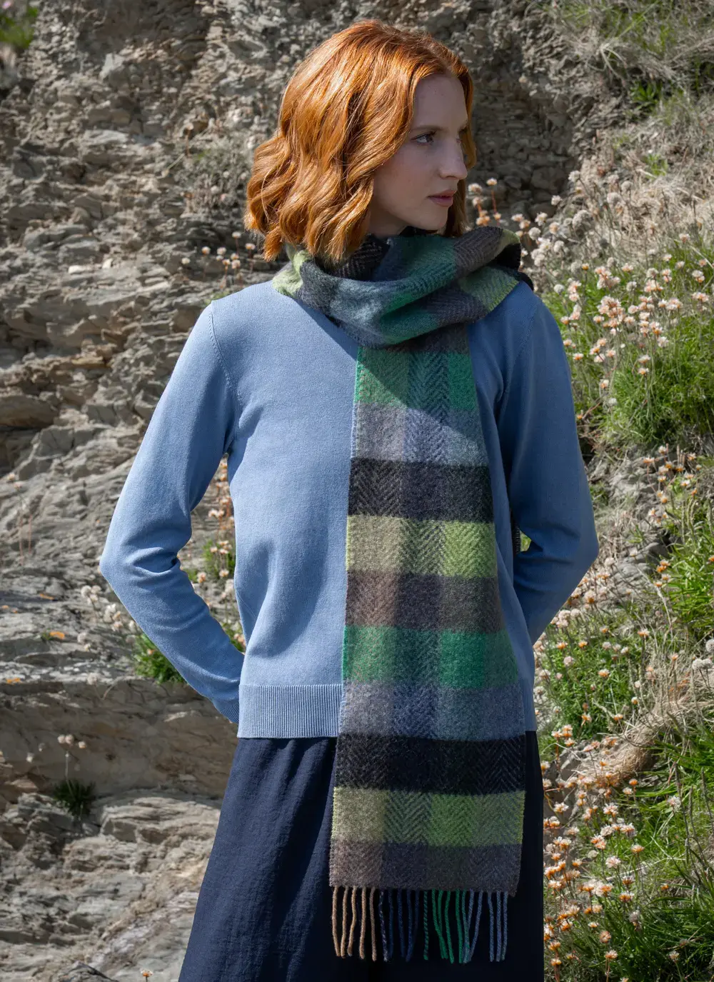 Cashmere Wool Fringed Scarf